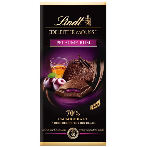 LINDT czekolada Edelbitter Mousse Pflaume-Rum 150g