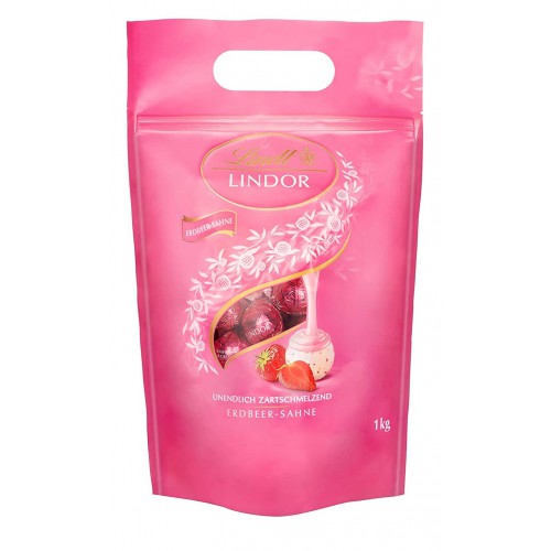 LINDT Lindor Erdbeer-Sahne 1 kg praliny truskawkowe