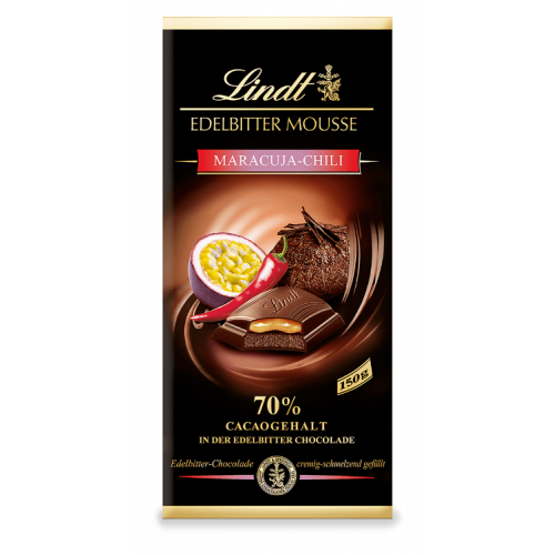 LINDT Edelbitter Mousse Maracuja-Chili 150g