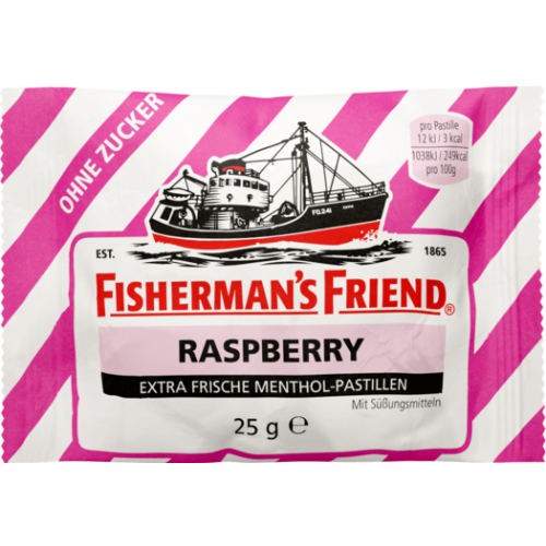 FISHERMAN'S FRIEND pastylki pudrowe Raspberry  bez cukru 25g malinowe