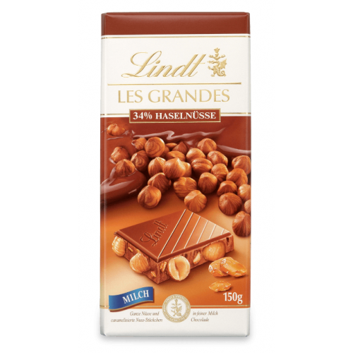 LINDT czekolada Les Grandes 150g mleczna  i orzechy laskowe