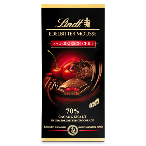 LINDT czekolada Edelbitter Mousse Sauerkirsch-chili 150g
